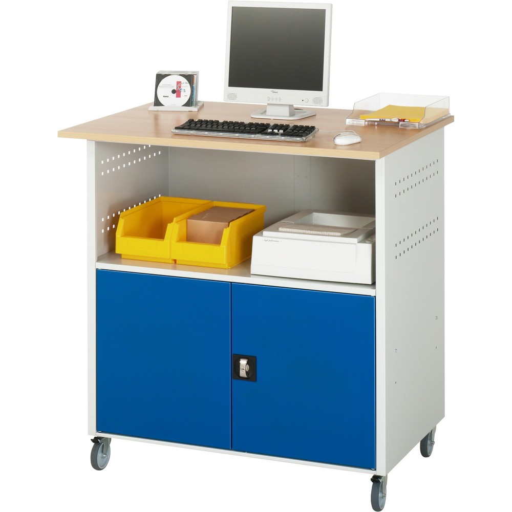 Immagine del prodotto n. 2: RAU Tavolo per computer, HxLxP 1.150 x 1.100 x 800 mm, piano di lavoro in faggio decorato, con 2 ante battenti