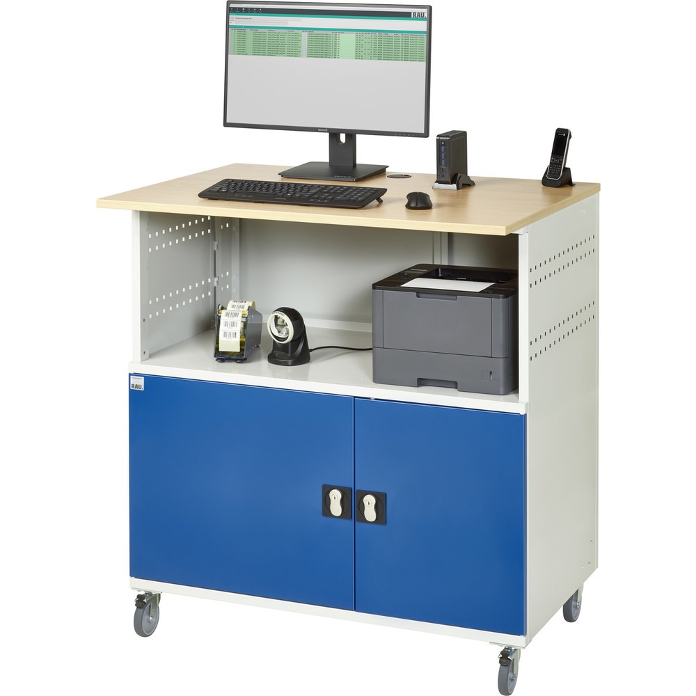 Immagine del prodotto n. 5: RAU Tavolo per computer, HxLxP 1.150 x 1.100 x 800 mm, piano di lavoro in faggio decorato, con 2 ante battenti