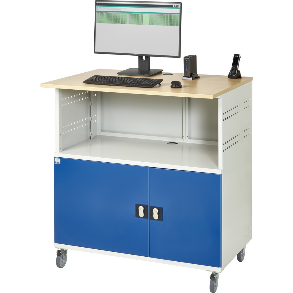Immagine del prodotto n. 6: RAU Tavolo per computer, HxLxP 1.150 x 1.100 x 800 mm, piano di lavoro in faggio decorato, con 2 ante battenti