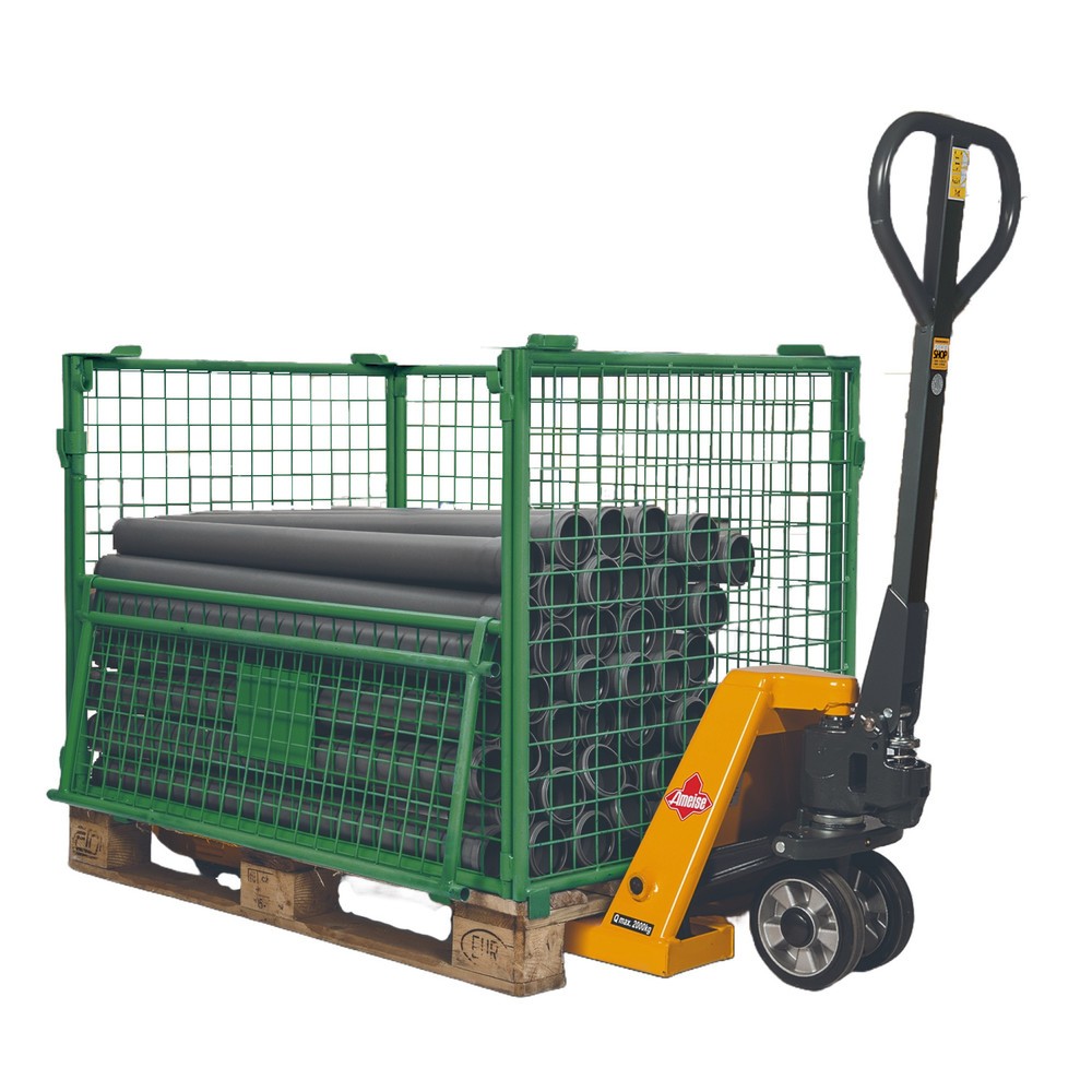 Immagine del prodotto n. 2: Rialzo per pallet BASIC con sportello, ampiezza delle maglie 50 x 50 mm, AxLxP 800 x 1.200 x 800 mm, verde maggio