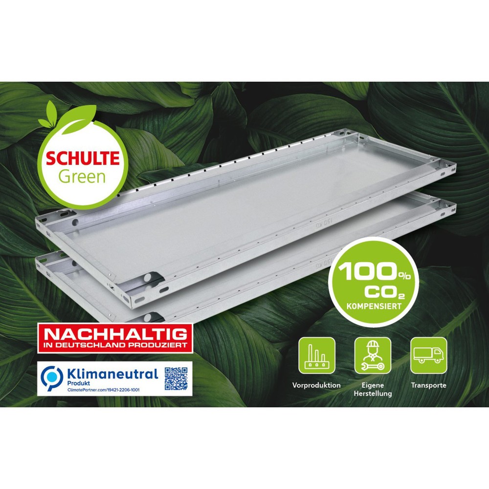 Immagine del prodotto: Ripiano MULTIplus per scaffalatura a ripiani SCHULTE Green, montaggio a incastro, portata per piano 150 kg, confezione da 2, LxP 1.000 x 600 mm, incl. 8 supporti per ripiano