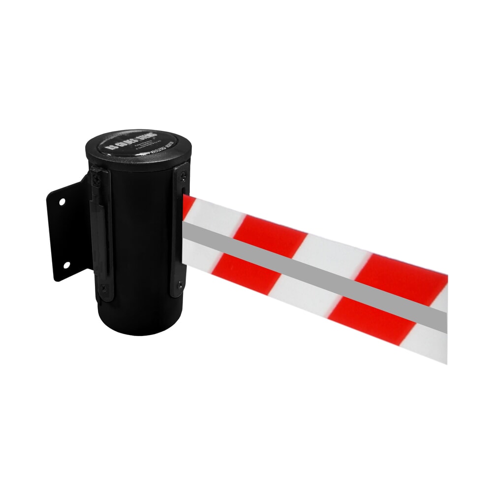 Immagine del prodotto n. 1: RS-GUIDESYSTEMS® Cassetta cinghia GLW 25-J REFLECTO, montaggio a parete, lunghezza 4 m, larghezza 50 mm, alloggiamento nero, cinghia rossa/bianca