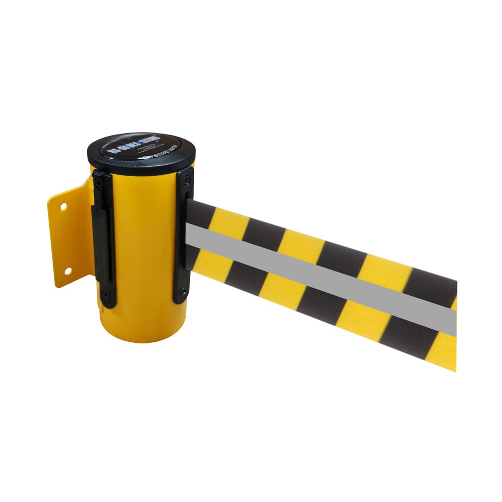 Immagine del prodotto n. 1: RS-GUIDESYSTEMS® cassetta cinghia GLW 45-E REFLECTO, montaggio a parete, lunghezza 2,3 m, larghezza 50 mm, alloggiamento giallo, cinghia nera/gialla