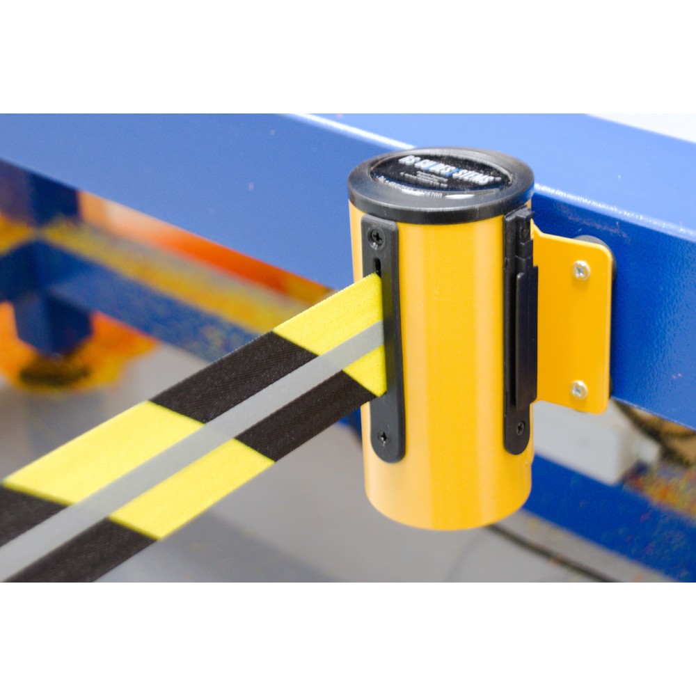 Immagine del prodotto n. 5: RS-GUIDESYSTEMS® cassetta cinghia GLW 45-E REFLECTO, montaggio a parete, lunghezza 2,3 m, larghezza 50 mm, alloggiamento giallo, cinghia nera/gialla