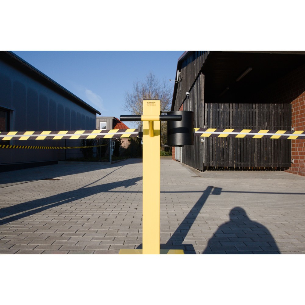 Immagine del prodotto n. 4: RS-GUIDESYSTEMS® Paletto di sbarramento con cinghia GLA 2000-E REFLECTO, lunghezza 2x 18 m, larghezza 50 mm, paletto giallo, cinghia nera/gialla