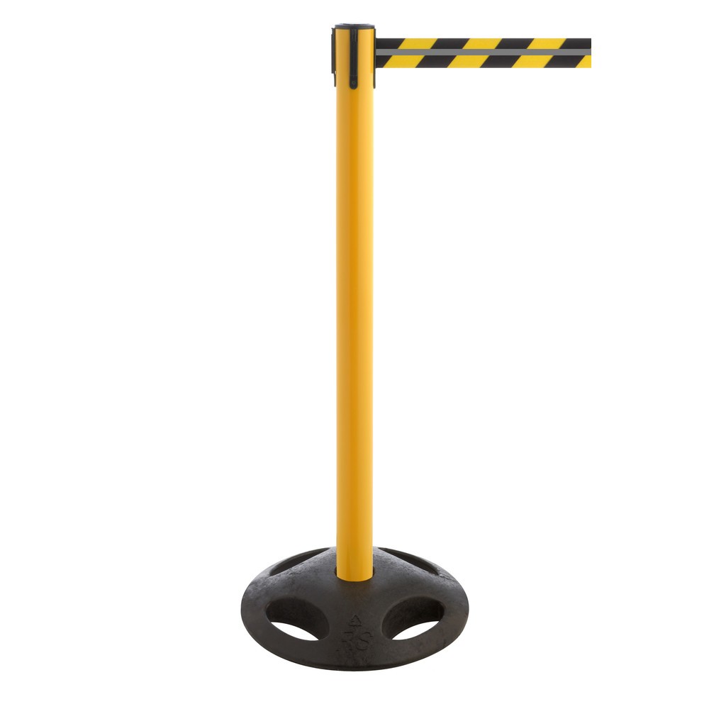 Immagine del prodotto: RS-GUIDESYSTEMS® Paletto di sbarramento con cinghia GLA 25-E REFLECTO, lunghezza 3,5 m, larghezza 50 mm, paletto giallo, cinghia nera/gialla