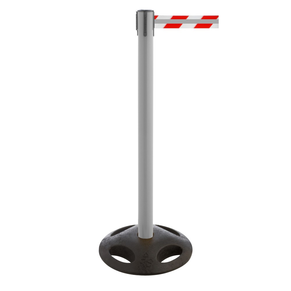 Immagine del prodotto n. 1: RS-GUIDESYSTEMS® Paletto di sbarramento con cinghia GLA 25-A REFLECTO, lunghezza 3,5 m, larghezza 50 mm, paletto antracite, cinghia rossa/bianca
