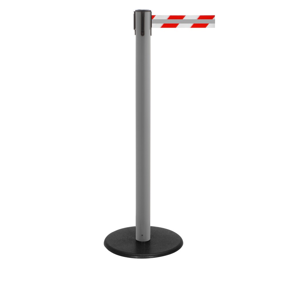 Immagine del prodotto n. 1: RS-GUIDESYSTEMS® Paletto di sbarramento con cinghia GLA 28-A REFLECTO, lunghezza 2,3 m, larghezza 50 mm, paletto antracite, cinghia rossa/bianca
