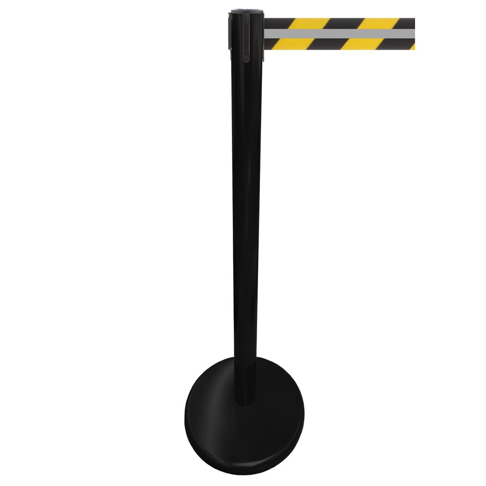Immagine del prodotto n. 1: RS-GUIDESYSTEMS® Paletto di sbarramento con cinghia GLA 45-J REFLECTO, lunghezza 2,3 m, larghezza 50 mm, paletto nero, cinghia nera/gialla