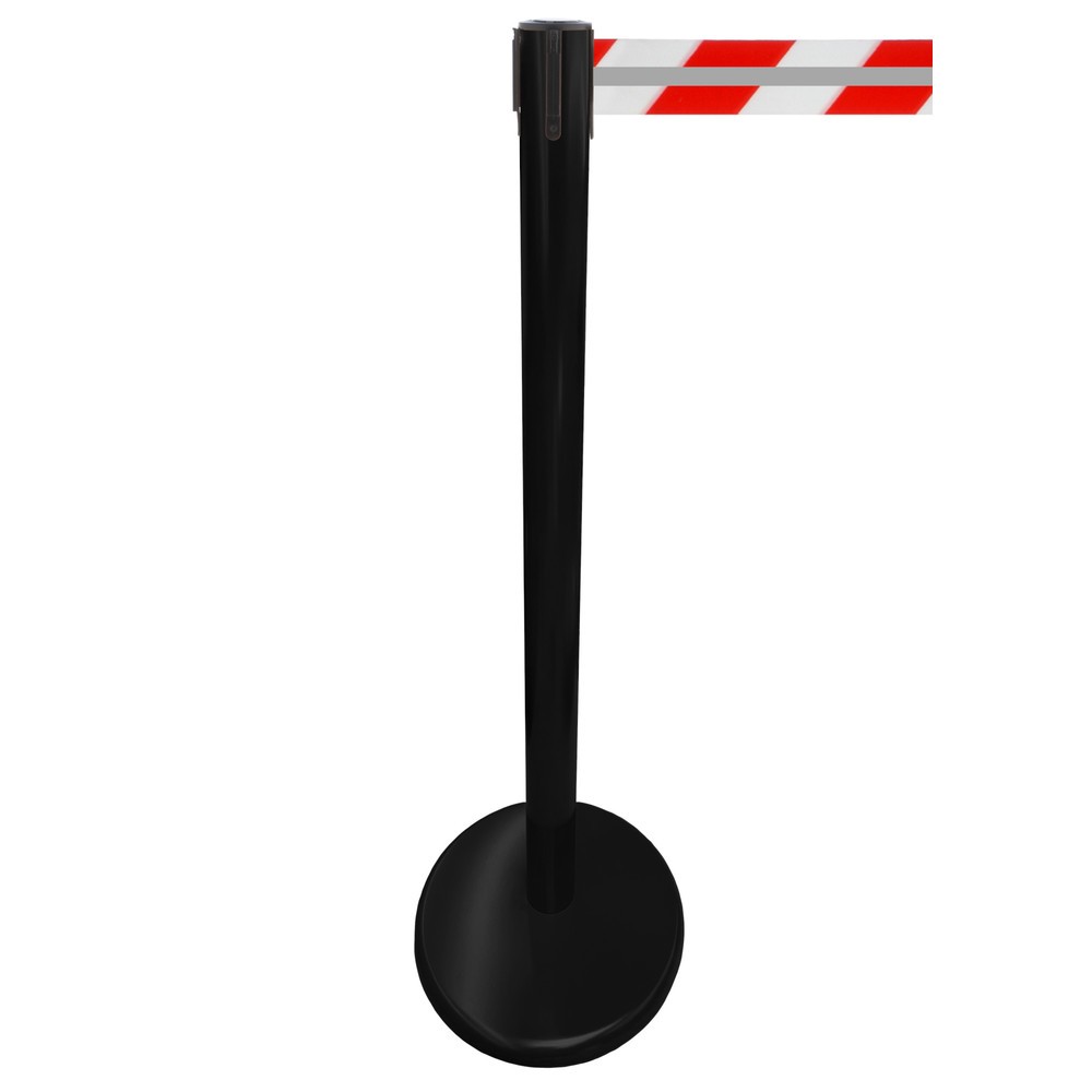 Immagine del prodotto n. 1: RS-GUIDESYSTEMS® Paletto di sbarramento con cinghia GLA 45-J REFLECTO, lunghezza 2,3 m, larghezza 50 mm, paletto nero, cinghia rossa/bianca