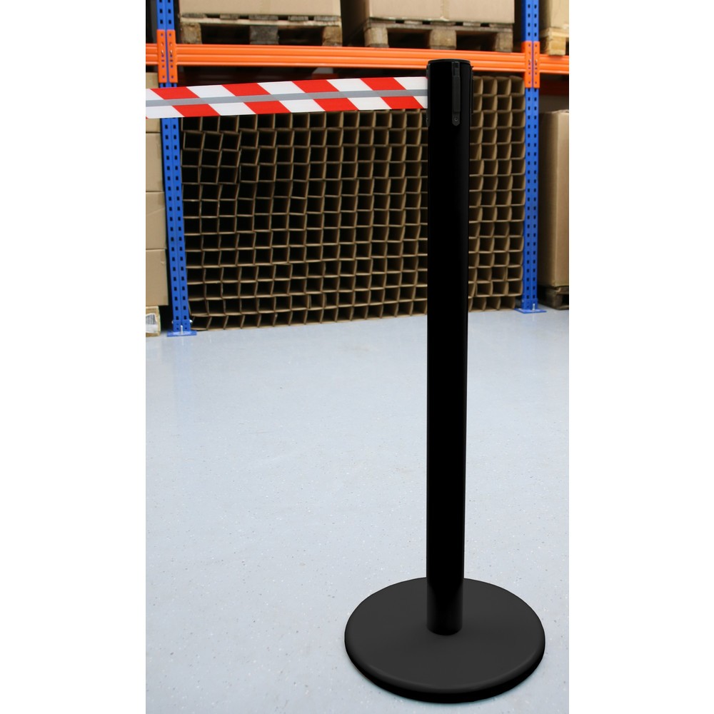 Immagine del prodotto n. 3: RS-GUIDESYSTEMS® Paletto di sbarramento con cinghia GLA 45-J REFLECTO, lunghezza 2,3 m, larghezza 50 mm, paletto nero, cinghia rossa/bianca