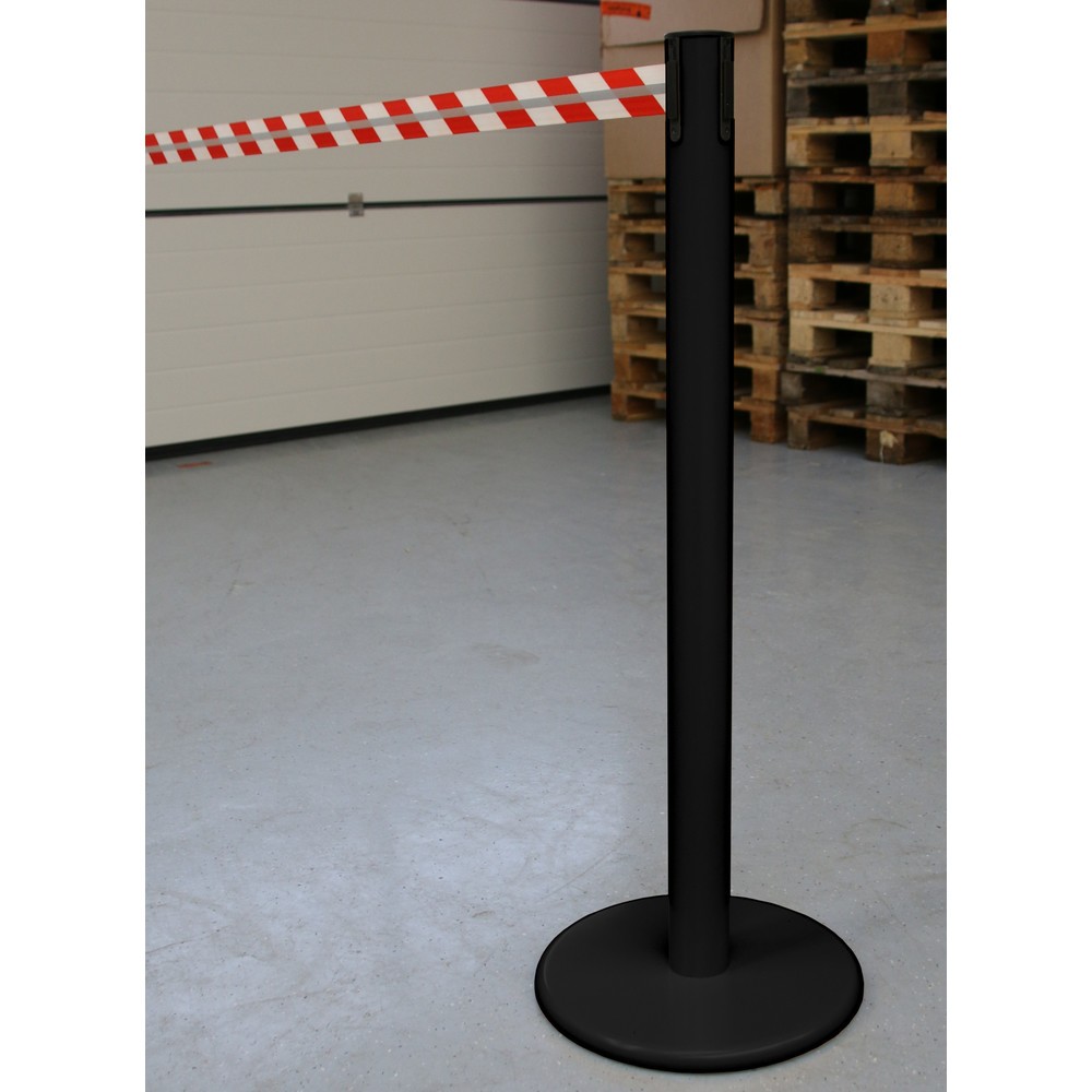Immagine del prodotto n. 4: RS-GUIDESYSTEMS® Paletto di sbarramento con cinghia GLA 45-J REFLECTO, lunghezza 3,5 m, larghezza 50 mm, paletto nero, cinghia rossa/bianca