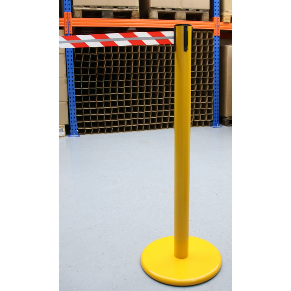 Immagine del prodotto n. 3: RS-GUIDESYSTEMS® Paletto di sbarramento con cinghia GLA 45-E REFLECTO, lunghezza 2,3 m, larghezza 50 mm, paletto giallo, cinghia rossa/bianca