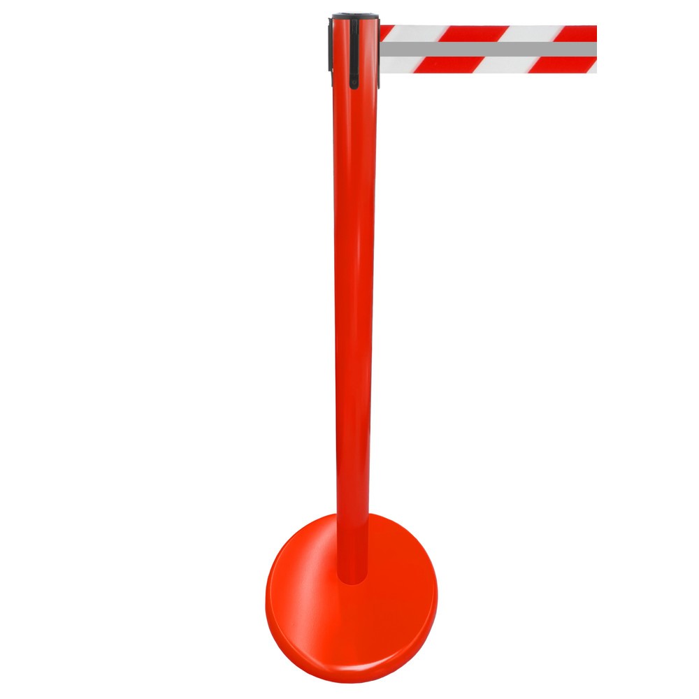 Immagine del prodotto n. 1: RS-GUIDESYSTEMS® Paletto di sbarramento con cinghia GLA 45-D REFLECTO, lunghezza 2,3 m, larghezza 50 mm, paletto rosso, cinghia rossa/bianca