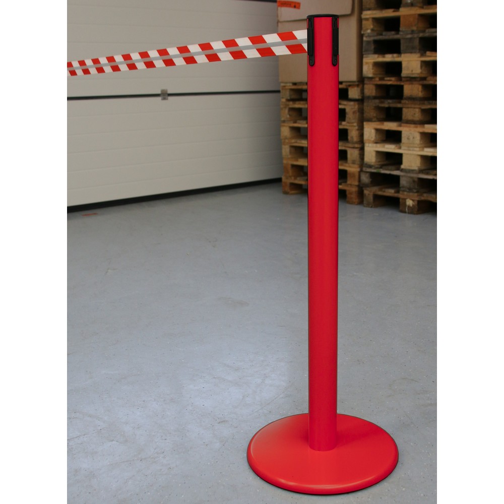 Immagine del prodotto n. 4: RS-GUIDESYSTEMS® Paletto di sbarramento con cinghia GLA 45-D REFLECTO, lunghezza 2,3 m, larghezza 50 mm, paletto rosso, cinghia rossa/bianca
