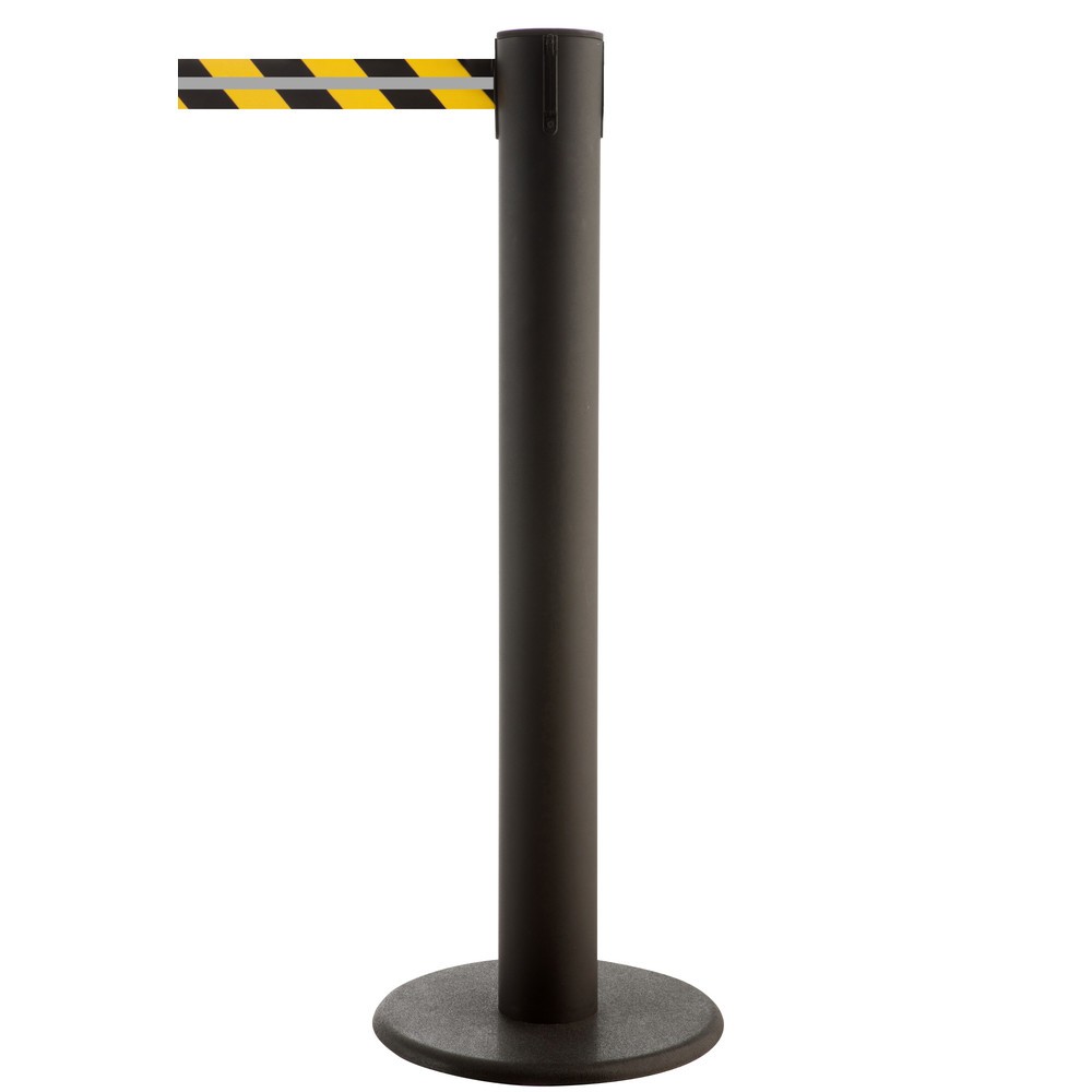 Immagine del prodotto n. 1: RS-GUIDESYSTEMS® Paletto di sbarramento con cinghia GLA 85-J REFLECTO, lunghezza 7 m, larghezza 50 mm, paletto nero, cinghia nera/gialla