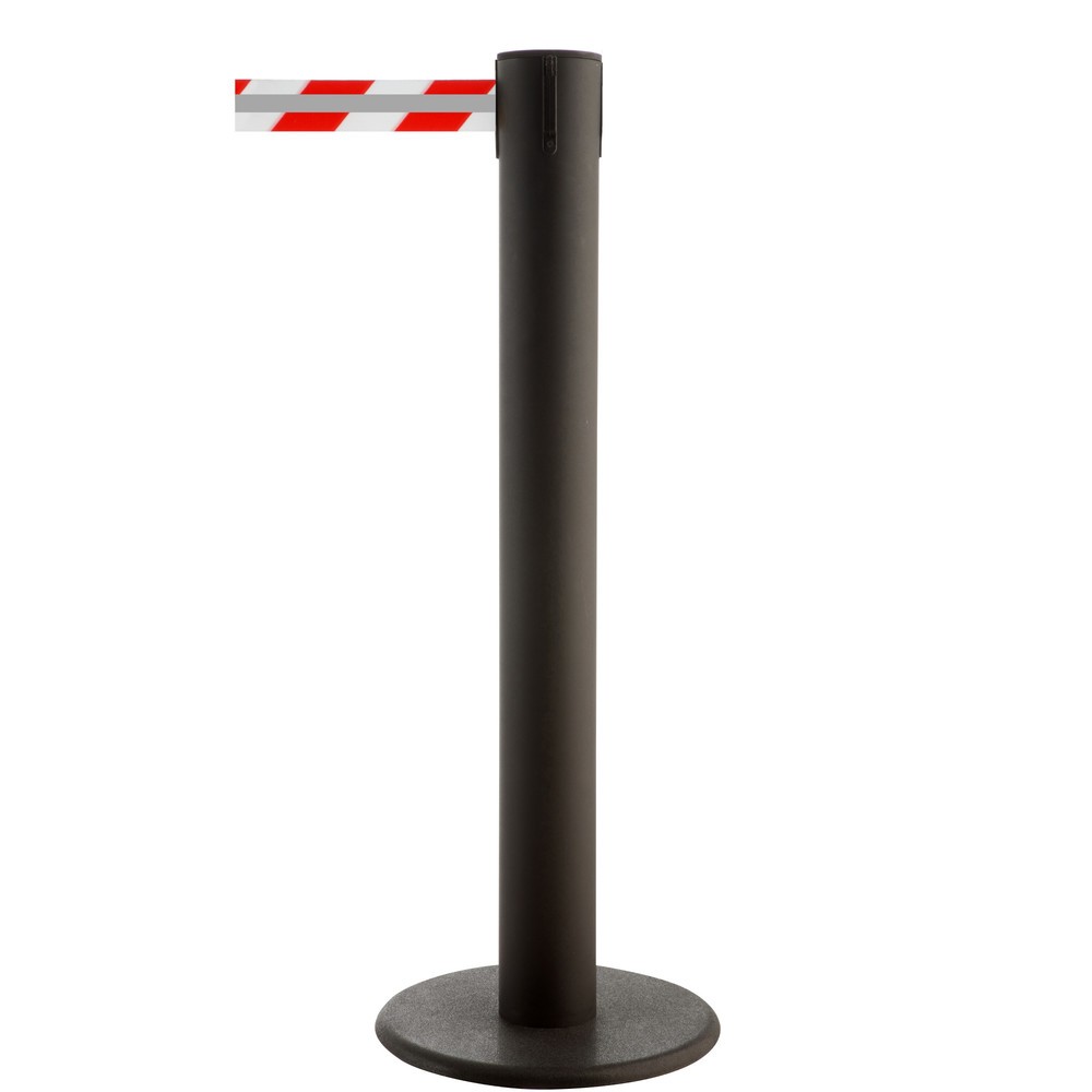 Immagine del prodotto: RS-GUIDESYSTEMS® Paletto di sbarramento con cinghia GLA 85-J REFLECTO, lunghezza 7 m, larghezza 50 mm, paletto nero, cinghia rossa/bianca