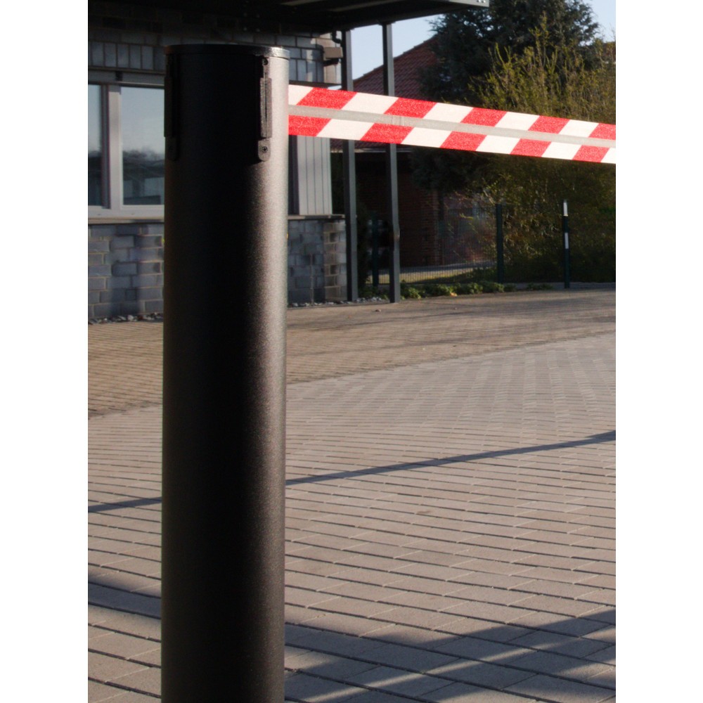 Immagine del prodotto n. 3: RS-GUIDESYSTEMS® Paletto di sbarramento con cinghia GLA 85-J REFLECTO, lunghezza 7 m, larghezza 50 mm, paletto nero, cinghia rossa/bianca
