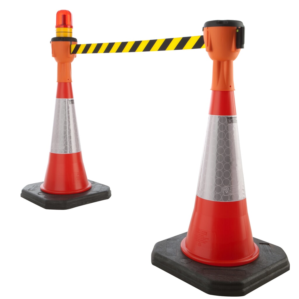 RS-GUIDESYSTEMS® Rialzo per cono stradale SK 900, lunghezza 9 m, alloggiamento arancione, cinghia nera/gialla Immagine del prodotto n. 2: RS-GUIDESYSTEMS® Rialzo per cono stradale SK 900, lunghezza 9 m, alloggiamento arancione, cinghia nera/gialla
