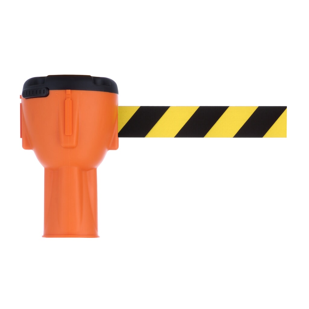 Immagine del prodotto: RS-GUIDESYSTEMS® Rialzo per cono stradale SK 900, lunghezza 9 m, alloggiamento arancione, cinghia nera/gialla