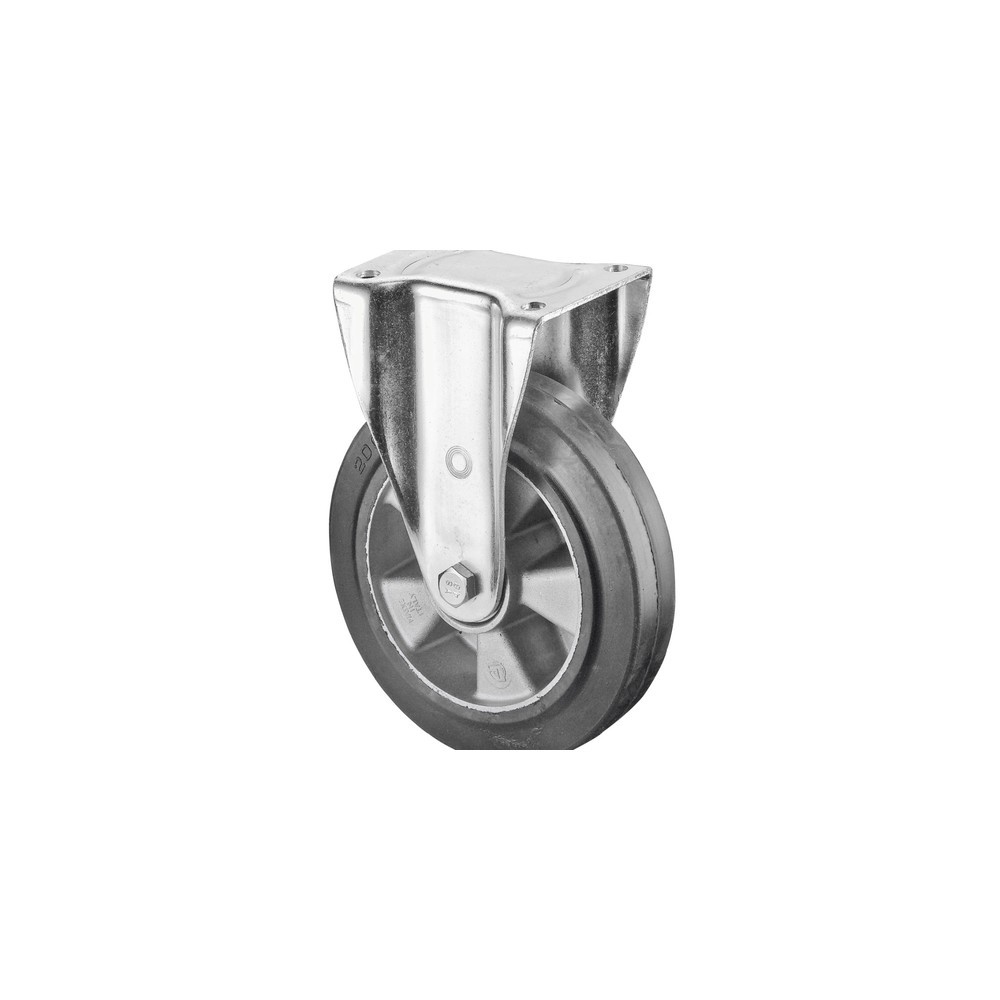 Immagine del prodotto: Rullo per carichi pesanti in gomma elastica, rullo fisso, cuscinetto a sfera, piastra, Ø x larghezza 100 x 40 mm, portata 150 kg