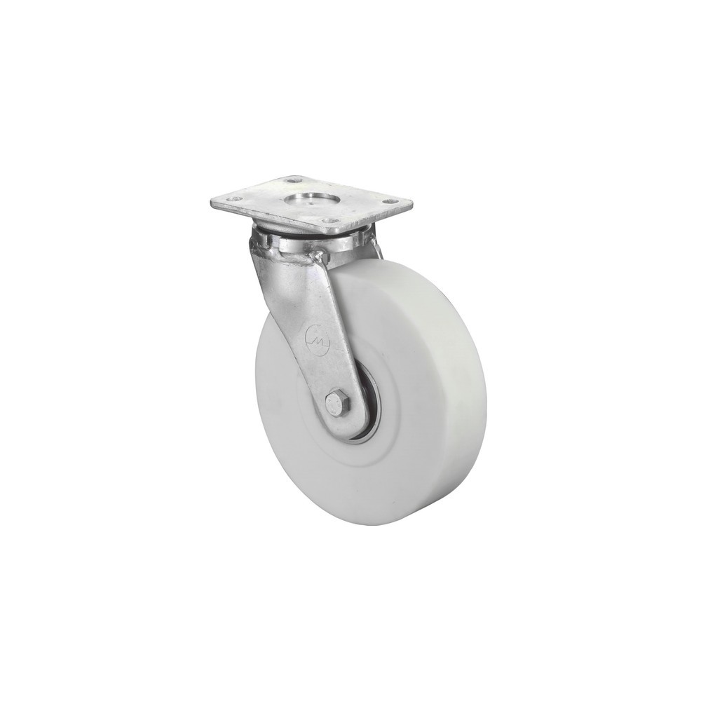 Immagine del prodotto: Rullo per carichi pesanti in poliammide, rullo orientabile, cuscinetto a sfera, piastra, Ø x larghezza 100 x 55 mm, portata 900 kg