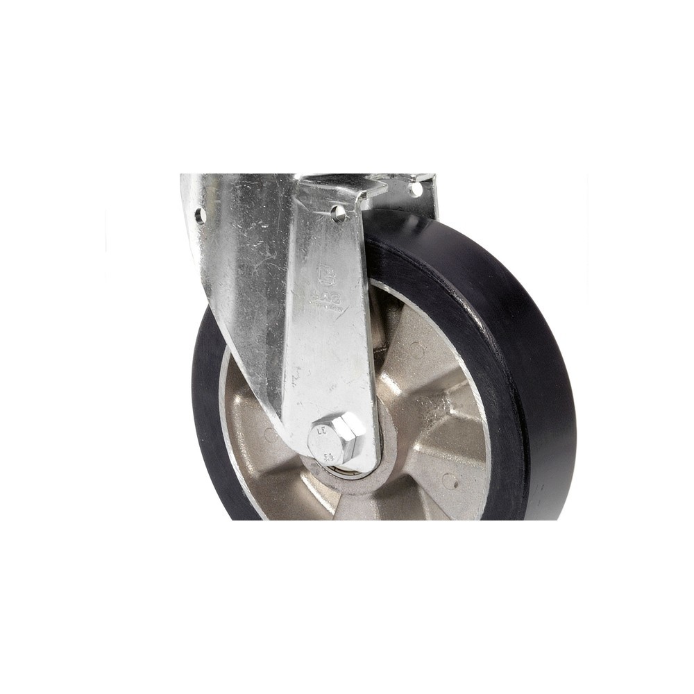 Immagine del prodotto: Rullo per carichi pesanti in poliuretano fuso, rullo orientabile, cuscinetto a sfera, piastra, Ø x larghezza 125 x 40 mm, portata 225 kg
