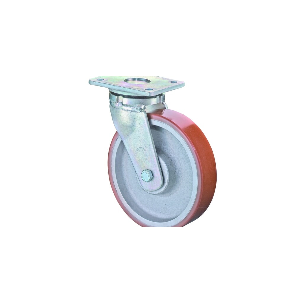 Immagine del prodotto: Rullo per carichi pesanti Prothane® in poliuretano fuso, rullo orientabile, cuscinetto a sfera, piastra, Ø x larghezza 150 x 50 mm, portata 800 kg