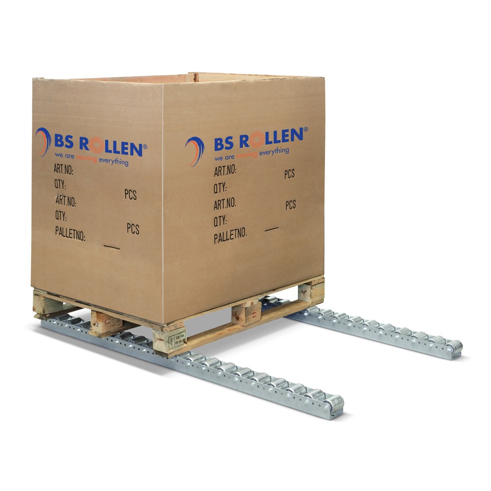 Immagine del prodotto n. 1: Rulliera per pallet, acciaio, trasporto longitudinale passo 104-208 mm, trasporto trasversale passo 156 mm