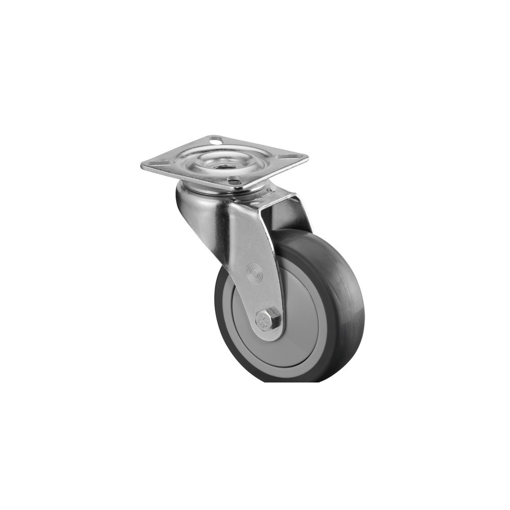 Immagine del prodotto: Ruota per macchinari TPE, rullo orientabile, cuscinetto a sfera, piastra, Ø x larghezza 75 x 25 mm, portata 60 kg