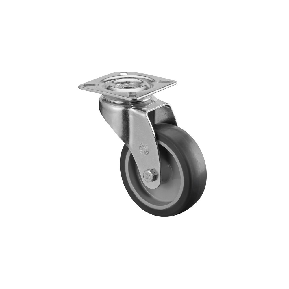 Immagine del prodotto: Ruota per macchinari TPE, rullo orientabile, cuscinetto volvente, piastra, Ø x larghezza 75 x 25 mm, portata 60 kg