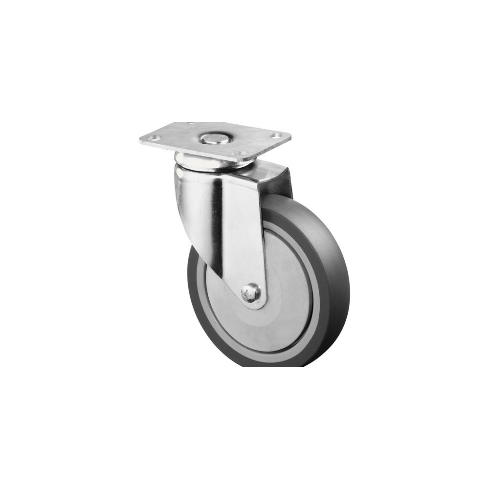 Immagine del prodotto: Ruota per macchinari TPE, rullo orientabile, versione pesante, cuscinetto a sfera, piastra, Ø x larghezza 125 x 31 mm, portata 100 kg