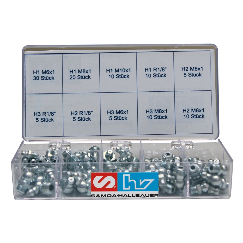 Immagine del prodotto: SAMOA-HALLBAUER Assortimento di nippli di lubrificazione SSK, 110 pezzi
