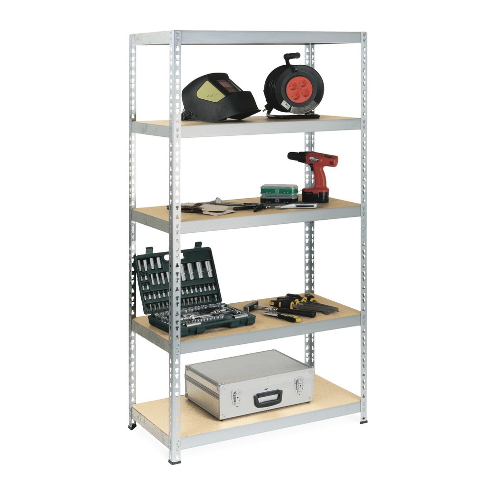 Immagine del prodotto: Scaffalatura a ripiani BASIC, portata per piano 175 kg, zincata, AxLxP 1.800 x 920 x 460 mm