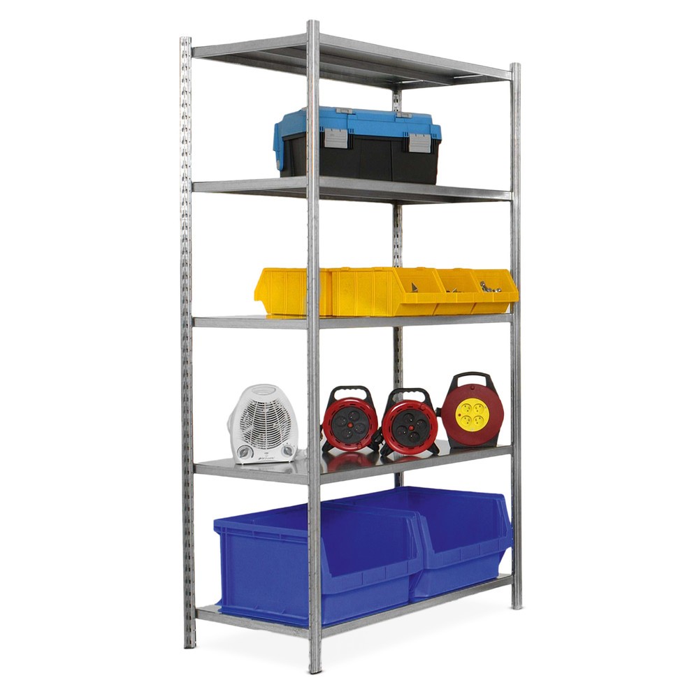 Immagine del prodotto: Scaffalatura a ripiani ManOrga grigio grafite/grigio chiaro con 5 ripiani in truciolato, portata per piano di 216 kg, AxLxP 2.000 x 1.040 x 500 mm