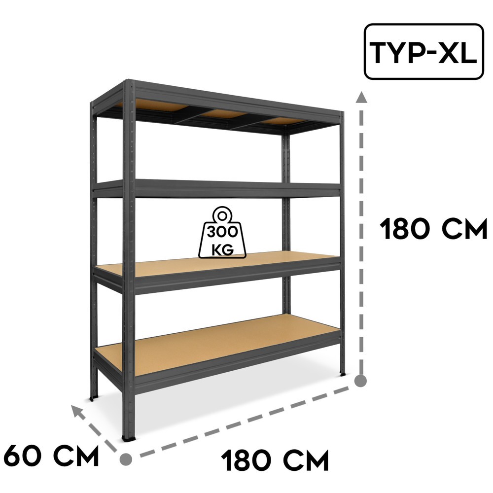 Immagine del prodotto n. 2: Scaffalatura a ripiani Steinbock®, modello L, portata per piano 375 kg, AxLxP 1.770 x 1.600 x 600 mm