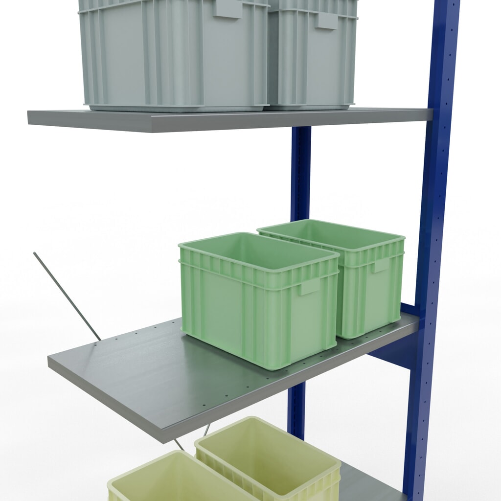 Scaffalatura a ripiani SCHULTE, campata aggiuntiva, blu genziana/zincata, portata per piano 150 kg, AxLxP 2.500 x 750 x 400 mm Immagine del prodotto n. 4: Scaffalatura a ripiani SCHULTE, campata aggiuntiva, blu genziana/zincata, portata per piano 150 kg, AxLxP 2.500 x 750 x 400 mm