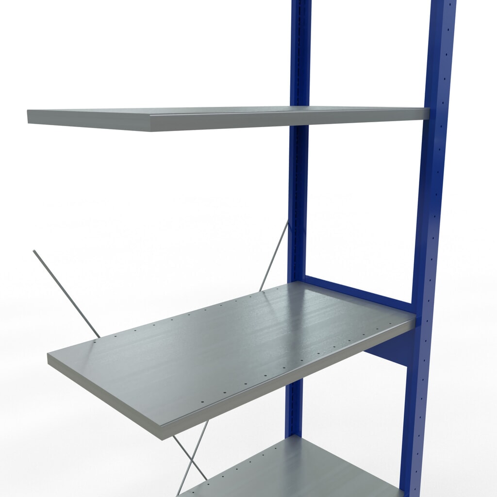 Immagine del prodotto n. 5: Scaffalatura a ripiani SCHULTE, campata aggiuntiva, blu genziana/zincata, portata per piano 150 kg, AxLxP 2.500 x 750 x 400 mm