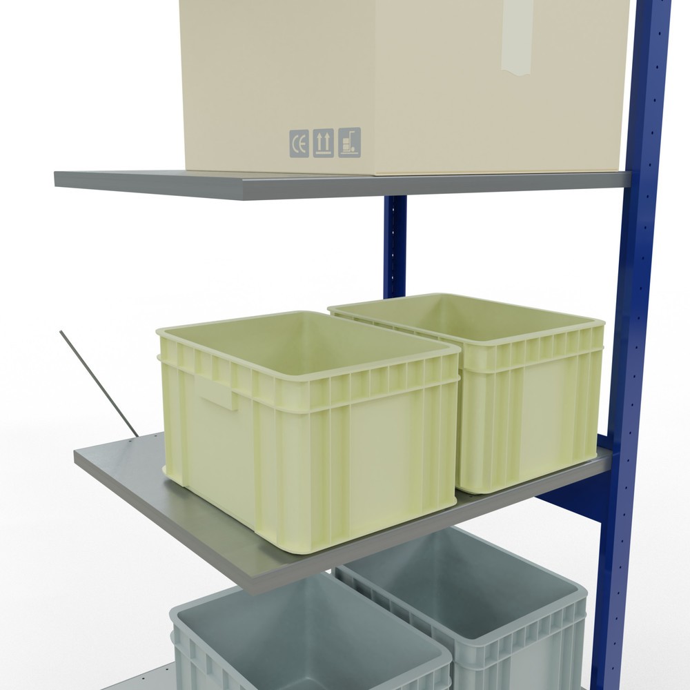 Immagine del prodotto n. 4: Scaffalatura a ripiani SCHULTE, campata aggiuntiva, blu genziana/zincata, portata per piano 150 kg, HxLxP 2.500 x 750 x 600 mm