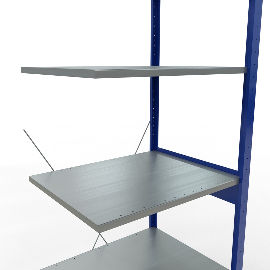 Scaffalatura a ripiani SCHULTE, campata aggiuntiva, blu genziana/zincata, portata per piano 150 kg, HxLxP 2.500 x 750 x 600 mm Immagine del prodotto n. 5: Scaffalatura a ripiani SCHULTE, campata aggiuntiva, blu genziana/zincata, portata per piano 150 kg, HxLxP 2.500 x 750 x 600 mm