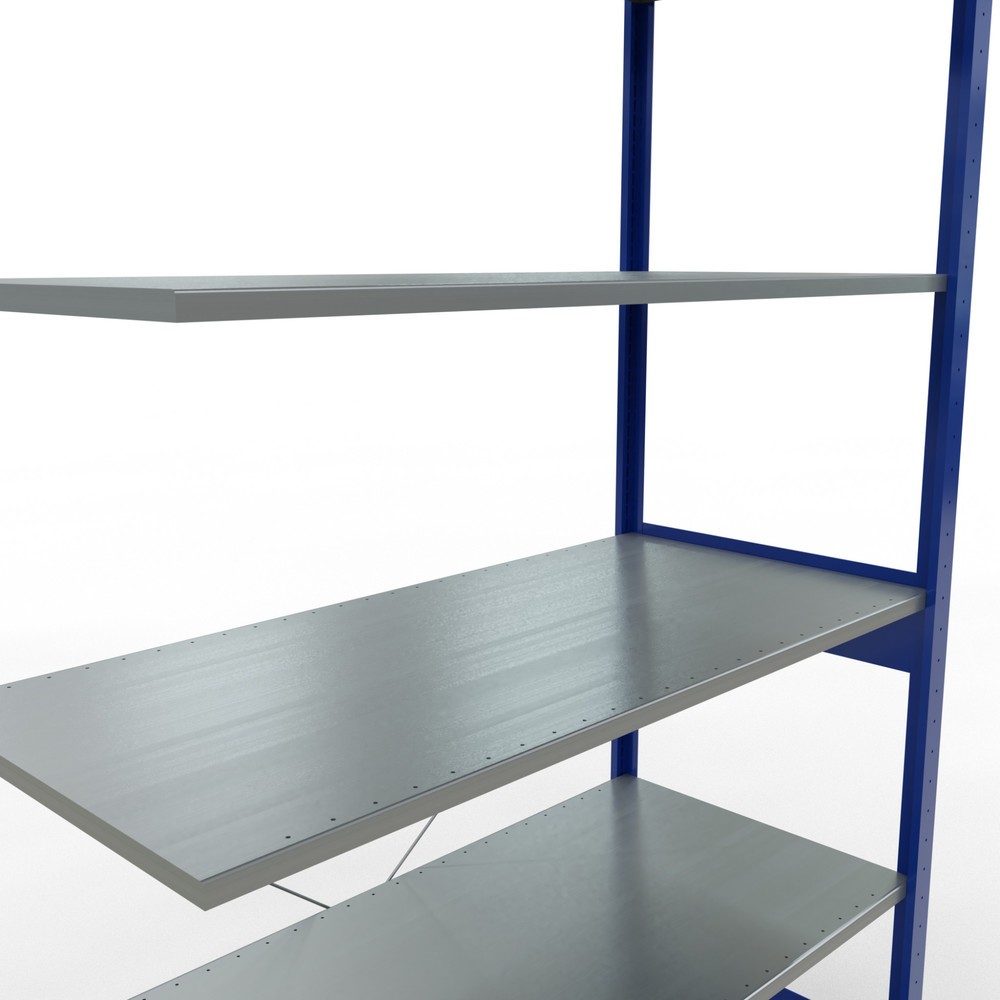 Immagine del prodotto n. 5: Scaffalatura a ripiani SCHULTE, campata aggiuntiva, blu genziana/zincata, portata per piano 150 kg, AxLxP 2.500 x 1.300 x 600 mm