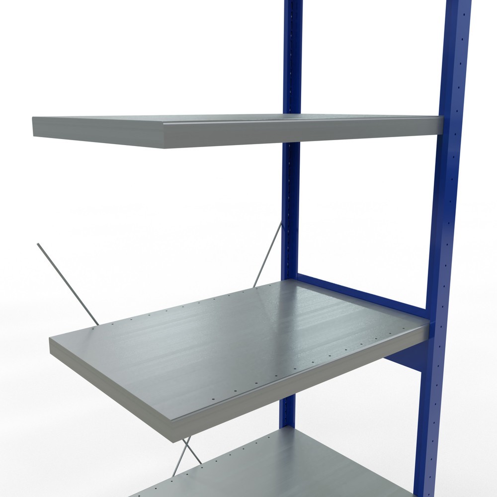 Immagine del prodotto n. 5: Scaffalatura a ripiani SCHULTE, campata aggiuntiva, blu genziana/zincata, portata per piano 250 kg, HxLxP 2.500 x 750 x 500 mm