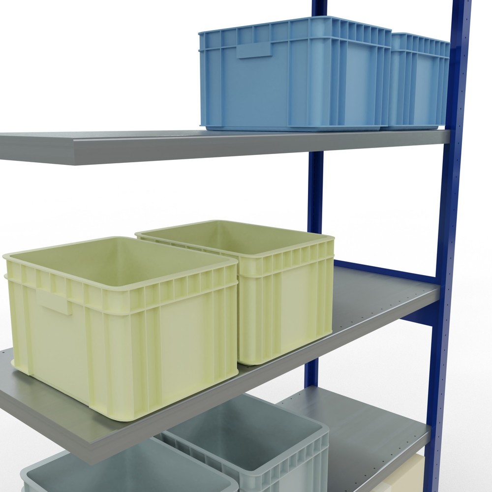 Immagine del prodotto n. 4: Scaffalatura a ripiani SCHULTE, campata aggiuntiva, blu genziana/zincata, portata per piano 250 kg, HxLxP 2.500 x 1.300 x 500 mm