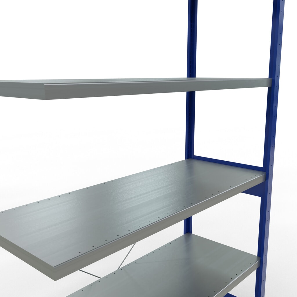 Scaffalatura a ripiani SCHULTE, campata aggiuntiva, blu genziana/zincata, portata per piano 250 kg, HxLxP 2.500 x 1.300 x 500 mm Immagine del prodotto n. 5: Scaffalatura a ripiani SCHULTE, campata aggiuntiva, blu genziana/zincata, portata per piano 250 kg, HxLxP 2.500 x 1.300 x 500 mm