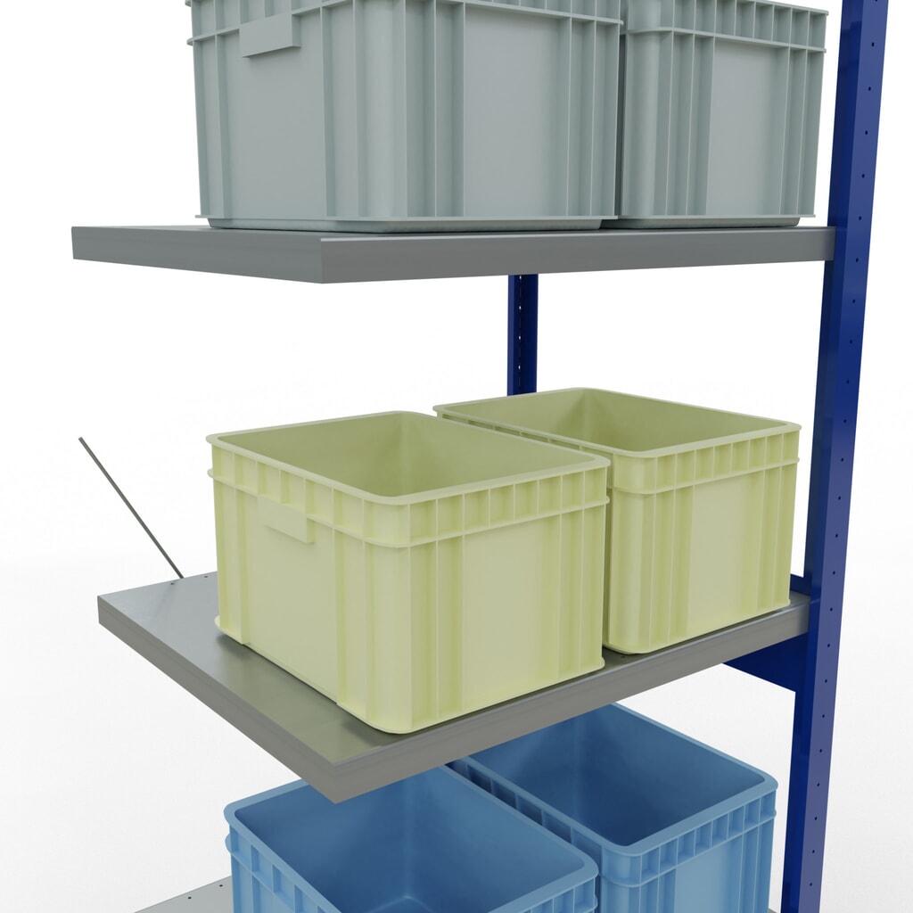 Scaffalatura a ripiani SCHULTE, campata aggiuntiva, blu genziana/zincata, portata per piano 250 kg, HxLxP 2.500 x 750 x 600 mm Immagine del prodotto n. 4: Scaffalatura a ripiani SCHULTE, campata aggiuntiva, blu genziana/zincata, portata per piano 250 kg, HxLxP 2.500 x 750 x 600 mm