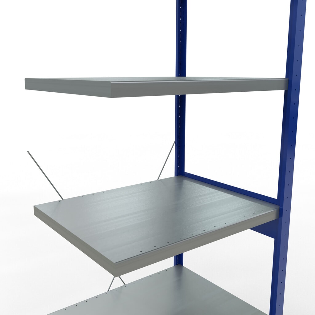 Scaffalatura a ripiani SCHULTE, campata aggiuntiva, blu genziana/zincata, portata per piano 250 kg, HxLxP 2.500 x 750 x 600 mm Immagine del prodotto n. 5: Scaffalatura a ripiani SCHULTE, campata aggiuntiva, blu genziana/zincata, portata per piano 250 kg, HxLxP 2.500 x 750 x 600 mm