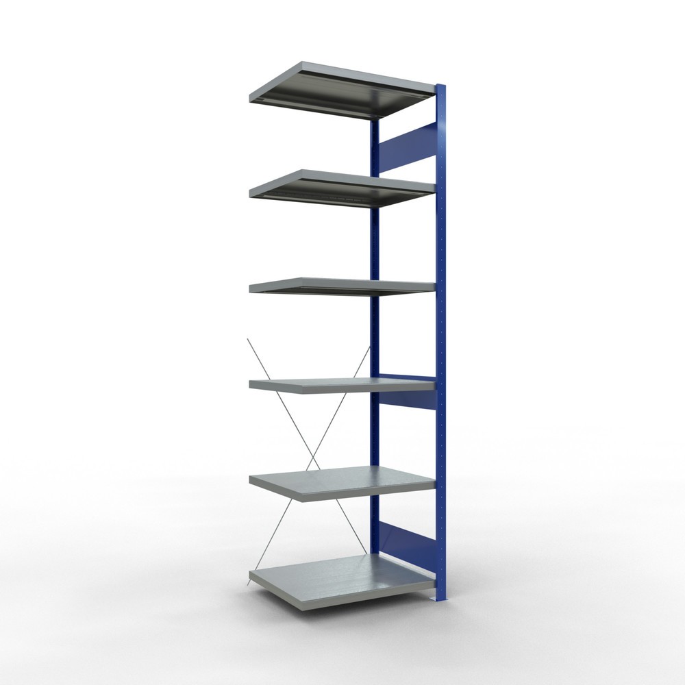 Immagine del prodotto: Scaffalatura a ripiani SCHULTE, campata aggiuntiva, blu genziana/zincata, portata per piano 250 kg, HxLxP 2.500 x 750 x 600 mm
