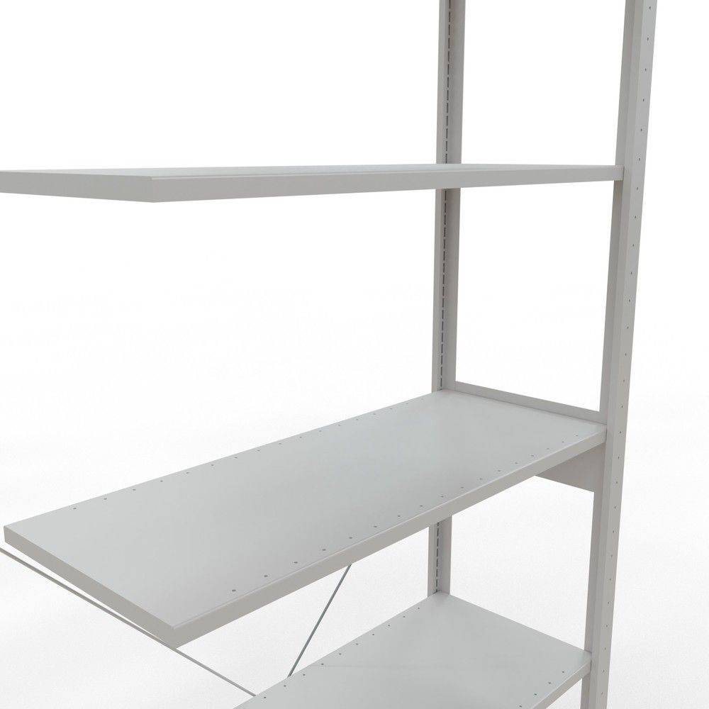 Immagine del prodotto n. 5: Scaffalatura a ripiani SCHULTE, campata aggiuntiva, portata per piano 150 kg, grigio chiaro, AxLxP 2.500 x 1.000 x 400 mm