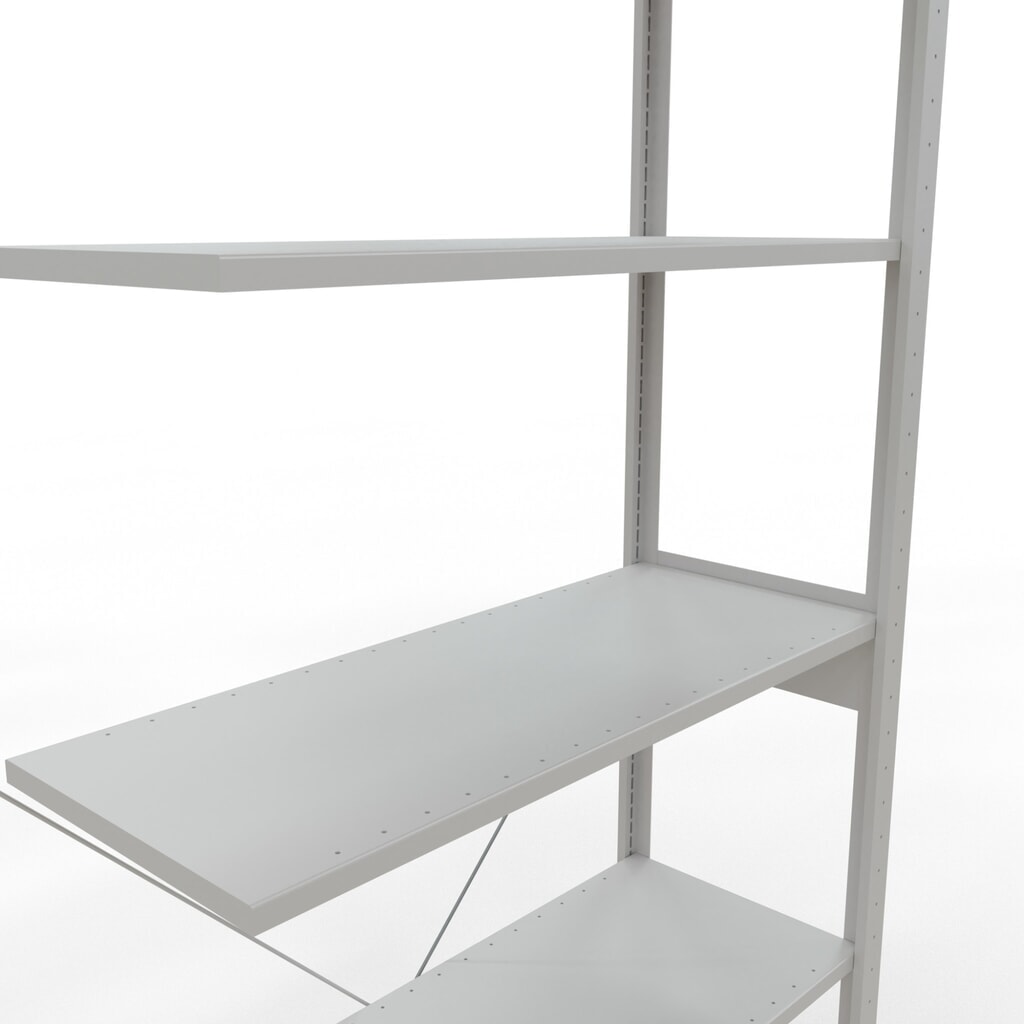 Immagine del prodotto n. 5: Scaffalatura a ripiani SCHULTE, campata aggiuntiva, portata per piano 150 kg, grigio chiaro, AxLxP 2.500 x 1.000 x 400 mm