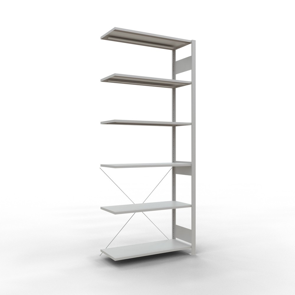 Immagine del prodotto n. 1: Scaffalatura a ripiani SCHULTE, campata aggiuntiva, portata per piano 150 kg, grigio chiaro, AxLxP 2.500 x 1.000 x 400 mm